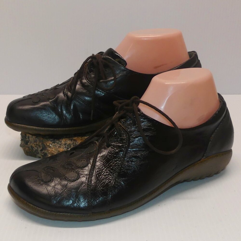 Womens NAOT HUI Espresso Black laceup oxfords leather sneaker 40 9/9.5